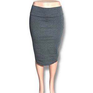 Liz&Sara Elegant Heather Gray Women's Midi High Waisted Bodycon Pencil Skirt
